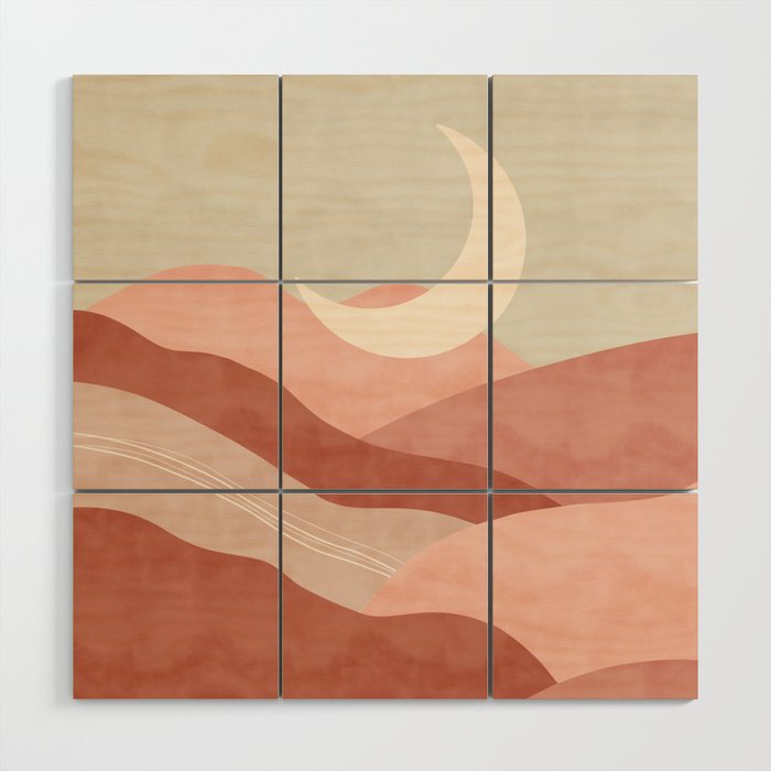 Reddish desert dunes moon Wood Wall Art Gallery Image 1