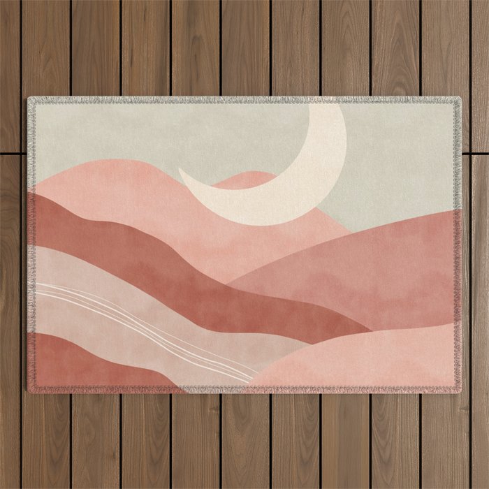 Reddish desert dunes moon Outdoor Rug Gallery Image 1