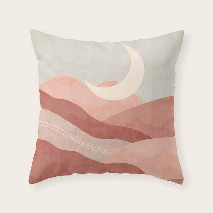 Reddish desert dunes moon Throw Pillow Gallery Image 6