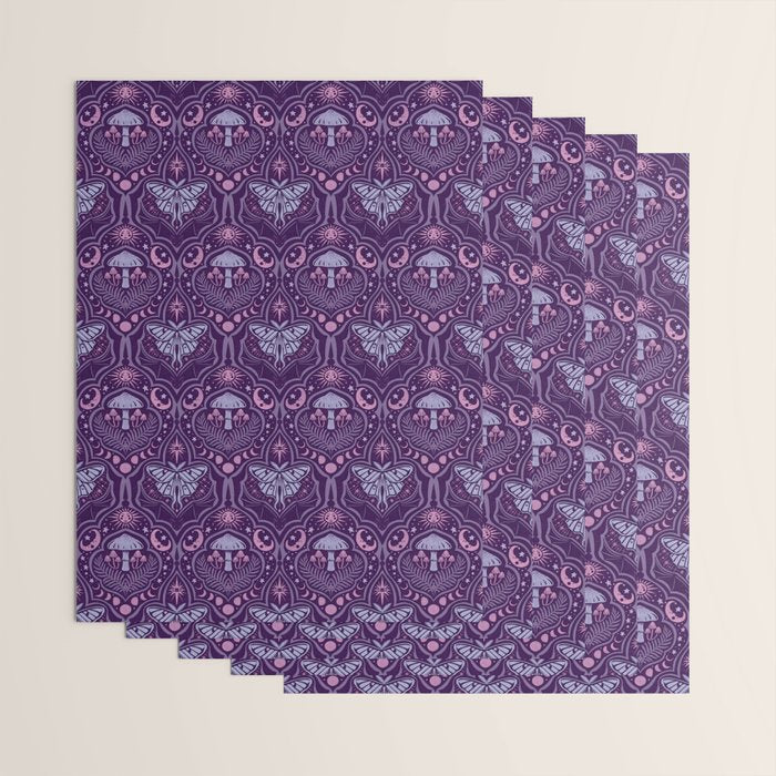 Celestial Forest Damask - Violet Wrapping Paper Gallery Image 3