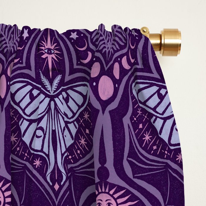 Celestial Forest Damask - Violet Window Curtain Gallery Image 2