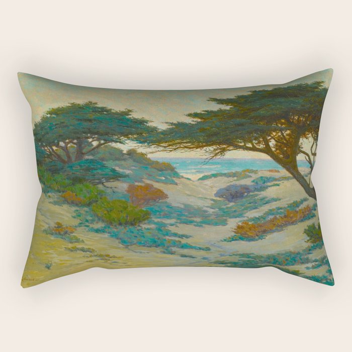 Granville Redmond Carmel Coast Oil Painting Vintage American Art Rectangular Pillow Gallery Image 1