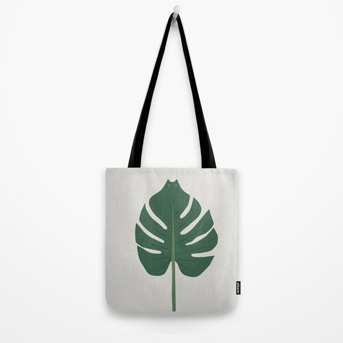 Cat and Plant 24: Meowstera Leaf Tote Bag Gallery Image 2