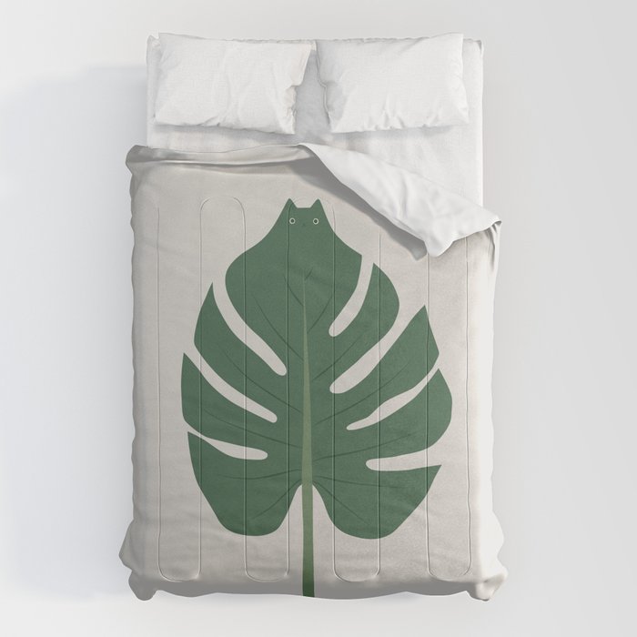 Cat and Plant 24: Meowstera Leaf Comforter Gallery Image 6