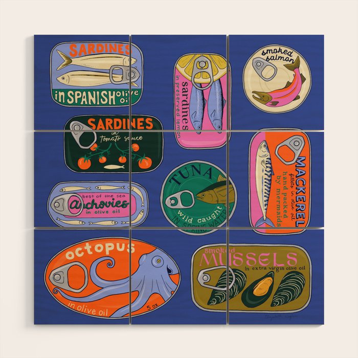 Sardines and Other Tinned Fish Wood Wall Art Gallery Image 1