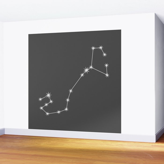 Scorpio Zodiac Star Constellation Line Art Grey Wall Mural Gallery Image 2