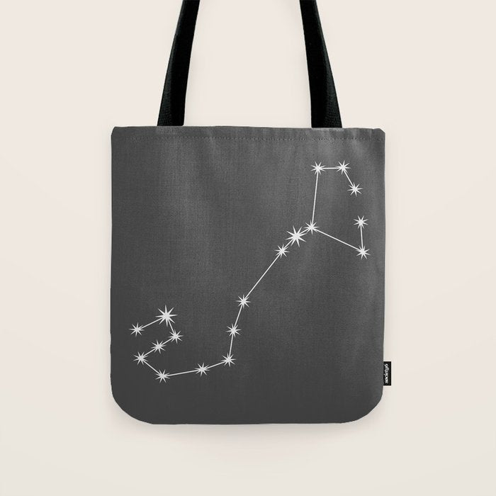 Scorpio Zodiac Star Constellation Line Art Grey Tote Bag Gallery Image 1