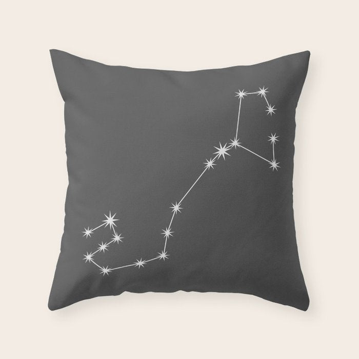 Scorpio Zodiac Star Constellation Line Art Grey Throw Pillow Gallery Image 6
