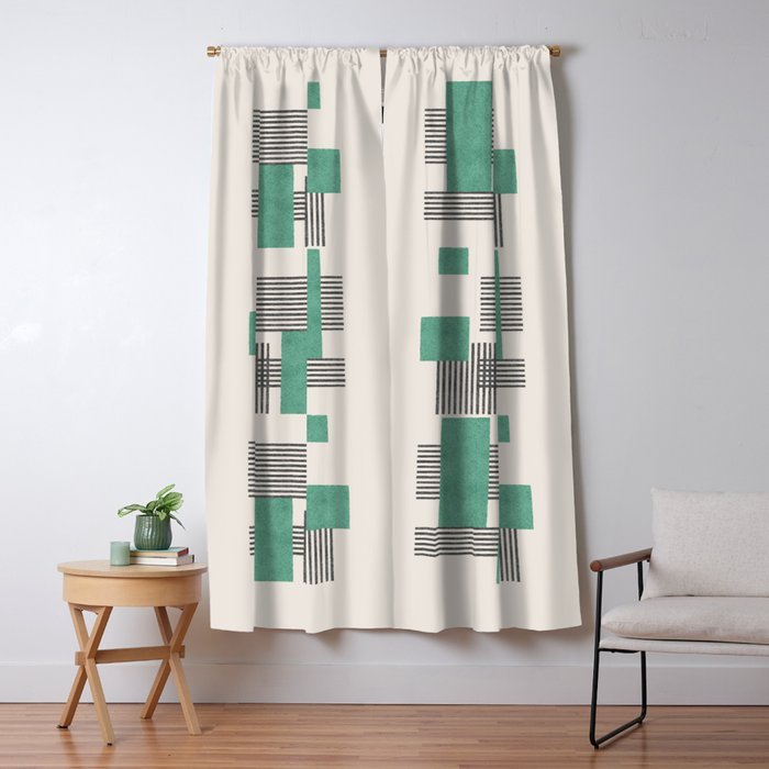 Stripes and Square Green Composition - Abstract Window Curtain Gallery Image 5
