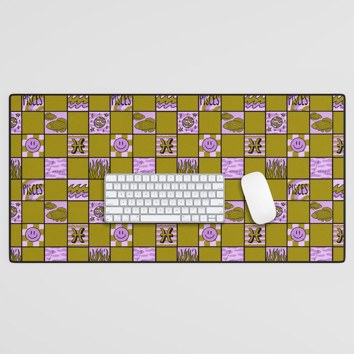 Pisces Checkered Print Desk Mat Gallery Image 1
