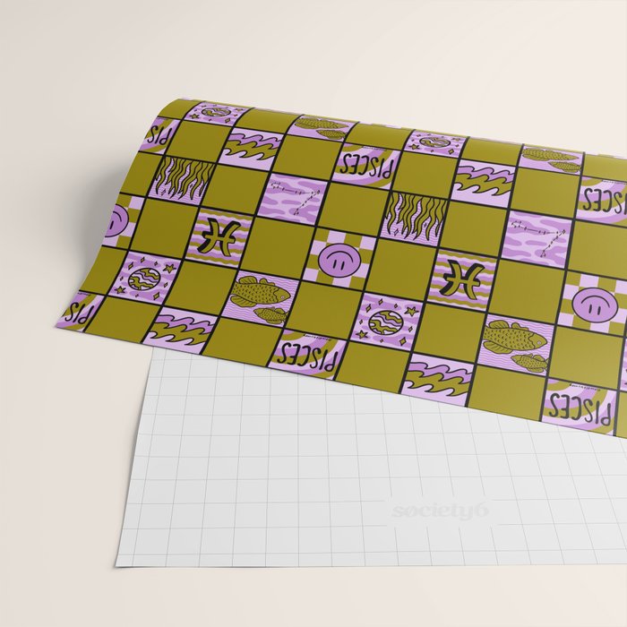 Pisces Checkered Print Wrapping Paper Gallery Image 2