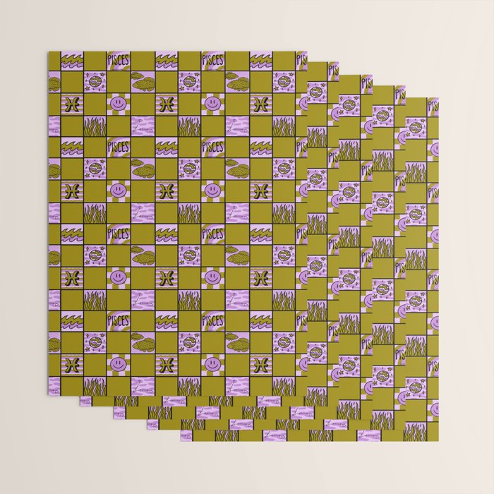 Pisces Checkered Print Wrapping Paper Gallery Image 3