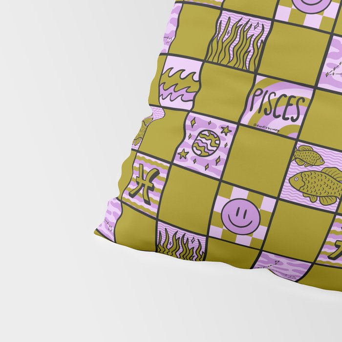 Pisces Checkered Print Pillow Sham Gallery Image 4