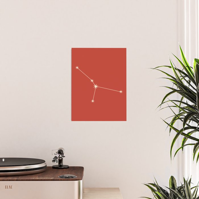 Cancer Zodiac Star Constellation Line Art Red Poster Gallery Image 2