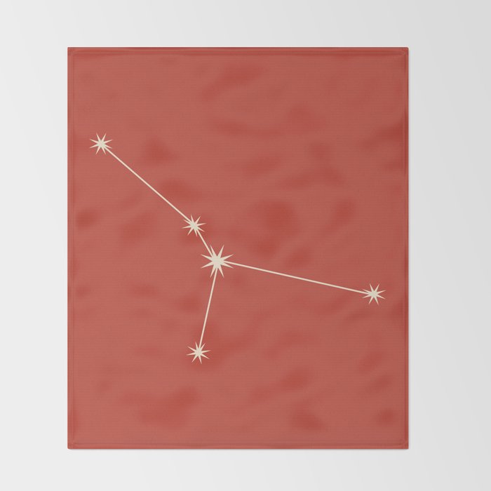 Cancer Zodiac Star Constellation Line Art Red Throw Blanket Gallery Image 2
