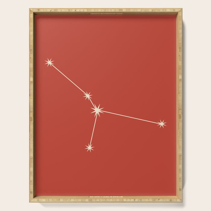 Cancer Zodiac Star Constellation Line Art Red Serving Tray Gallery Image 1