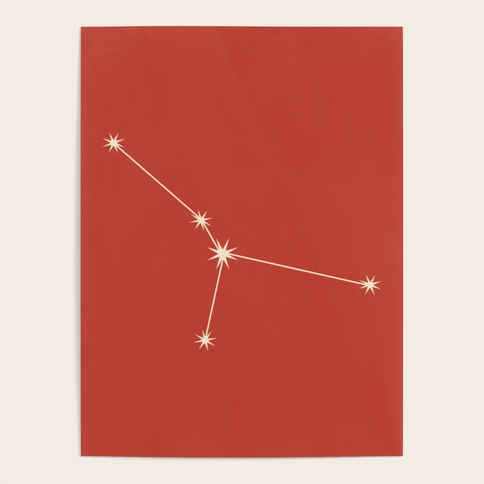 Cancer Zodiac Star Constellation Line Art Red Poster Gallery Image 4
