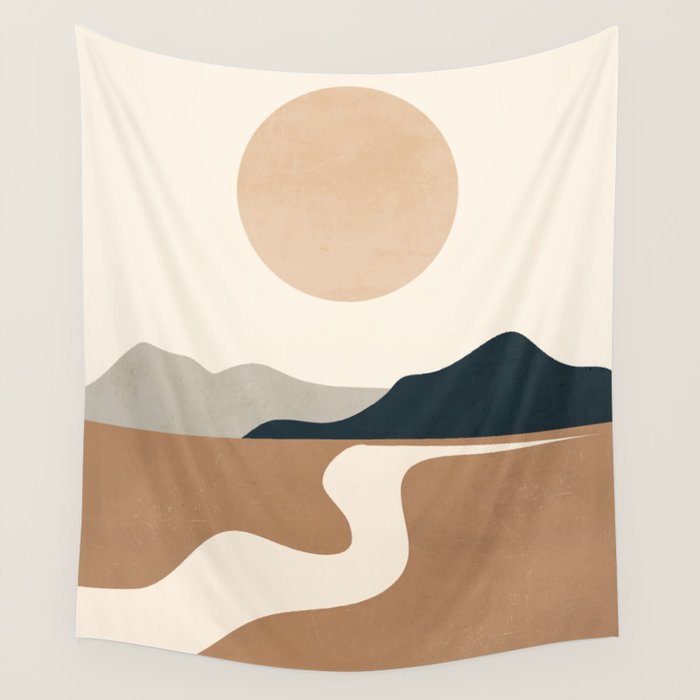 Minimal Abstract Art Landscape 8 Wall Tapestry Gallery Image 4