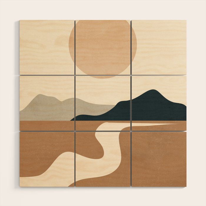 Minimal Abstract Art Landscape 8 Wood Wall Art Gallery Image 1