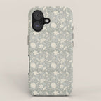 Trailing Block Print Floral - Washed Teal iPhone Case Gallery Image 1