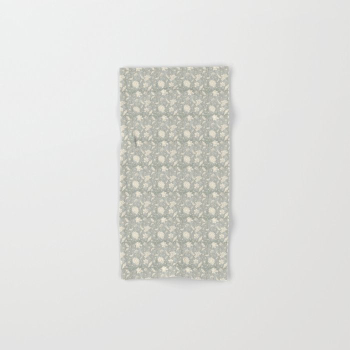 Trailing Block Print Floral - Washed Teal Bath Towel Gallery Image 1