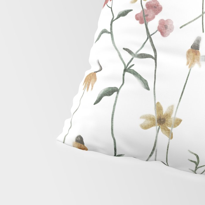 Delicate Wildflowers Floral Watercolor Pillow Sham Gallery Image 4