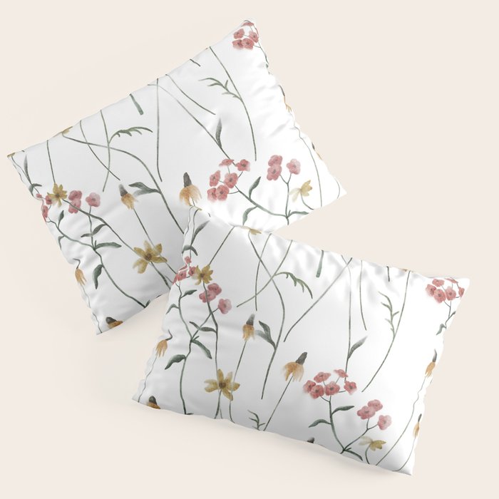 Delicate Wildflowers Floral Watercolor Pillow Sham Gallery Image 3