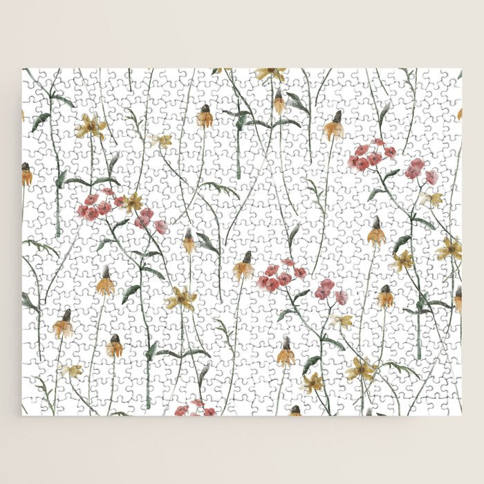 Delicate Wildflowers Floral Watercolor Jigsaw Puzzle Gallery Image 1