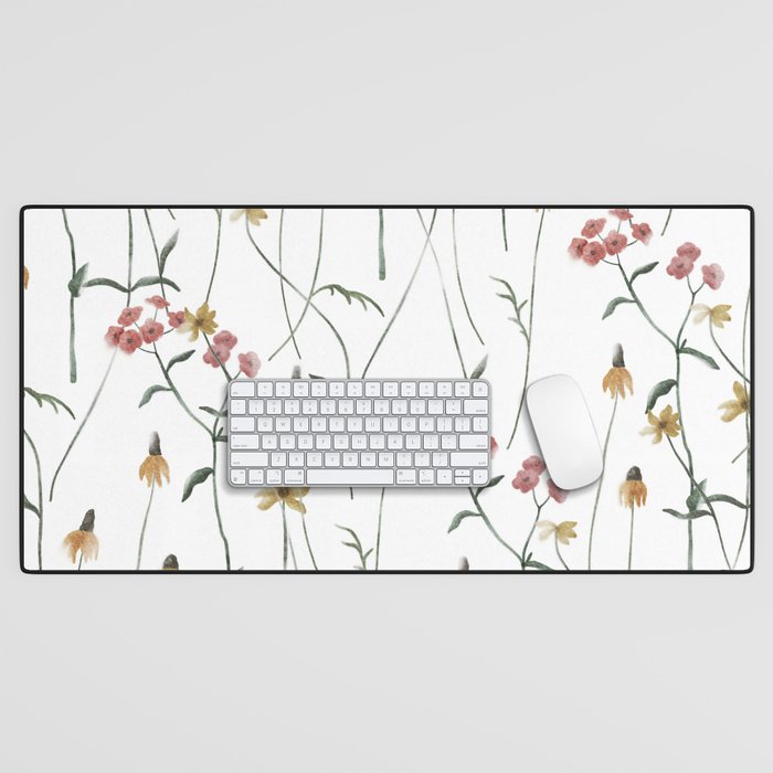Delicate Wildflowers Floral Watercolor Desk Mat Gallery Image 1