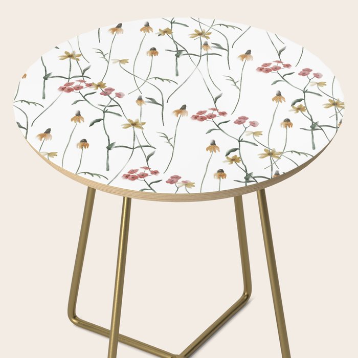 Delicate Wildflowers Floral Watercolor Side Table Gallery Image 2
