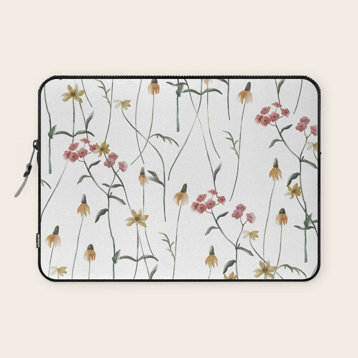 Delicate Wildflowers Floral Watercolor Laptop Sleeve Gallery Image 1