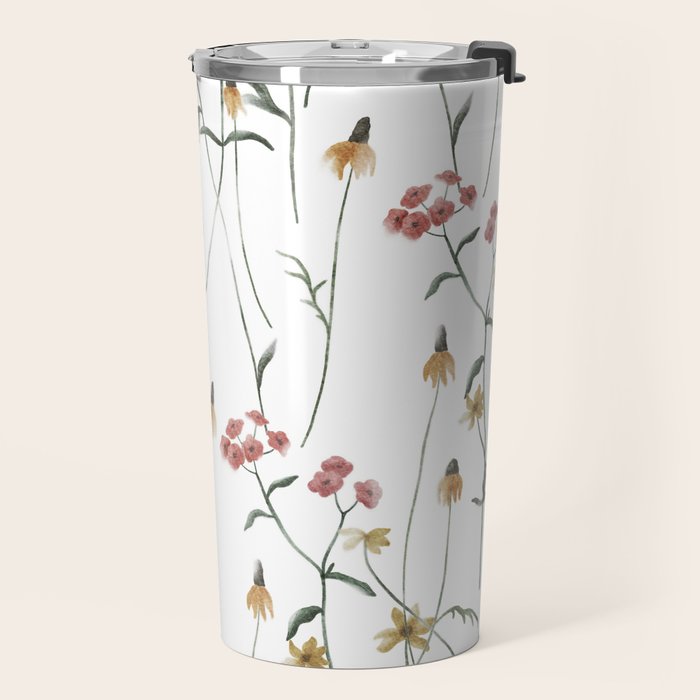Delicate Wildflowers Floral Watercolor Travel Mug Gallery Image 2