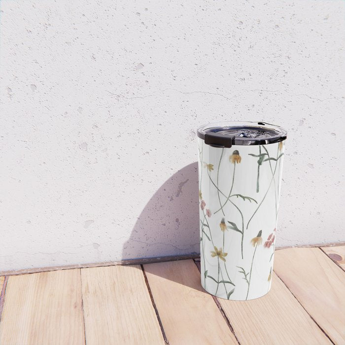 Delicate Wildflowers Floral Watercolor Travel Mug Gallery Image 4