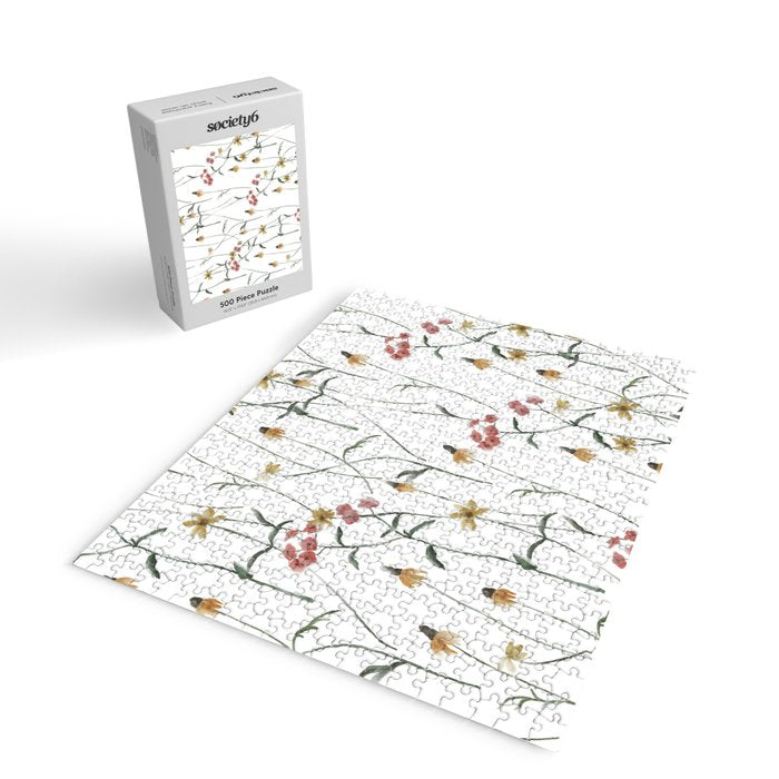 Delicate Wildflowers Floral Watercolor Jigsaw Puzzle Gallery Image 2