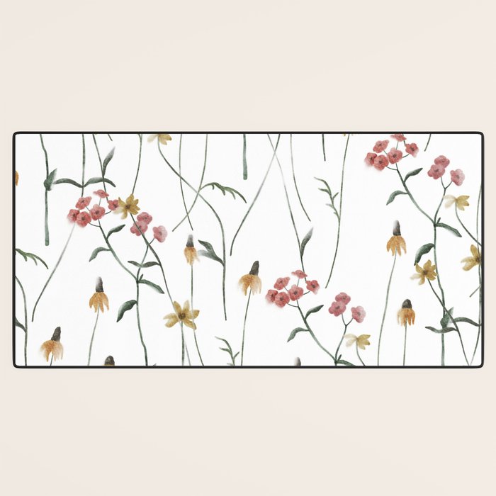 Delicate Wildflowers Floral Watercolor Desk Mat Gallery Image 3