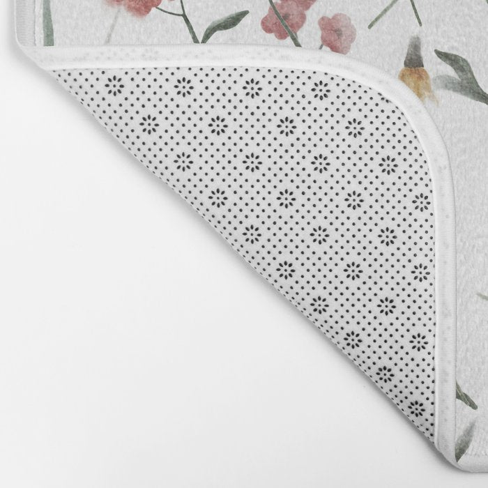 Delicate Wildflowers Floral Watercolor Bath Mat Gallery Image 2