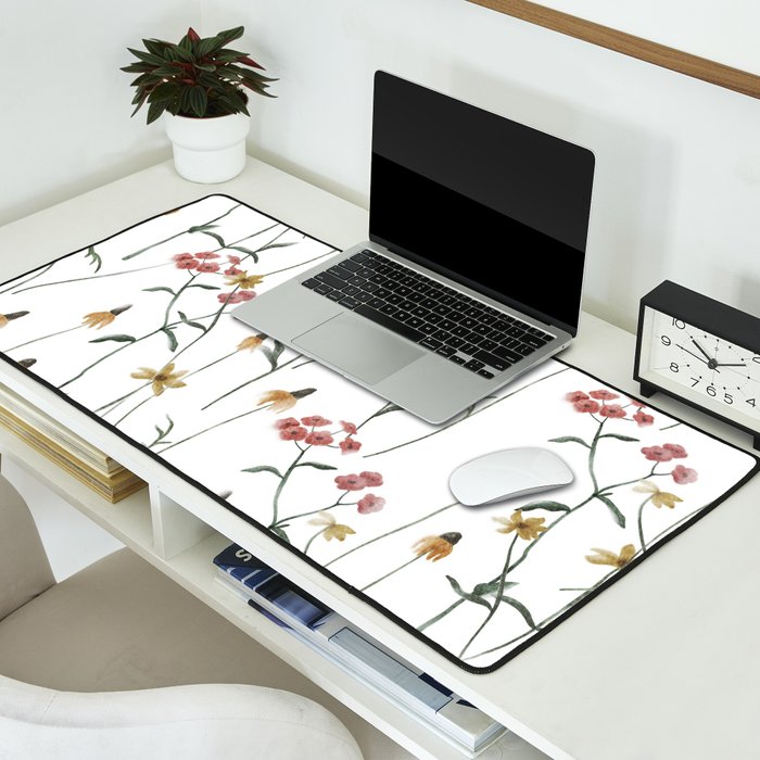 Delicate Wildflowers Floral Watercolor Desk Mat Gallery Image 2