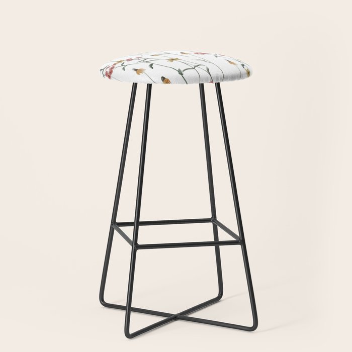 Delicate Wildflowers Floral Watercolor Stool Gallery Image 1