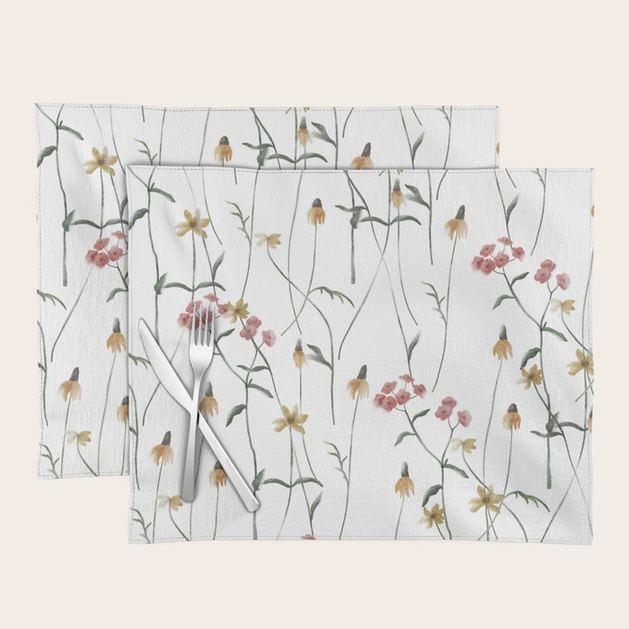Delicate Wildflowers Floral Watercolor Placemat Gallery Image 1