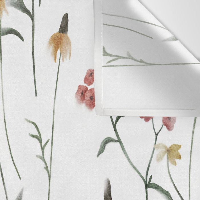 Delicate Wildflowers Floral Watercolor Wall Tapestry Gallery Image 3