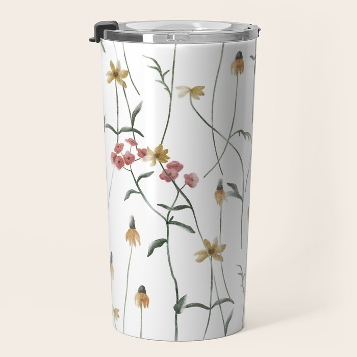 Delicate Wildflowers Floral Watercolor Travel Mug Gallery Image 3