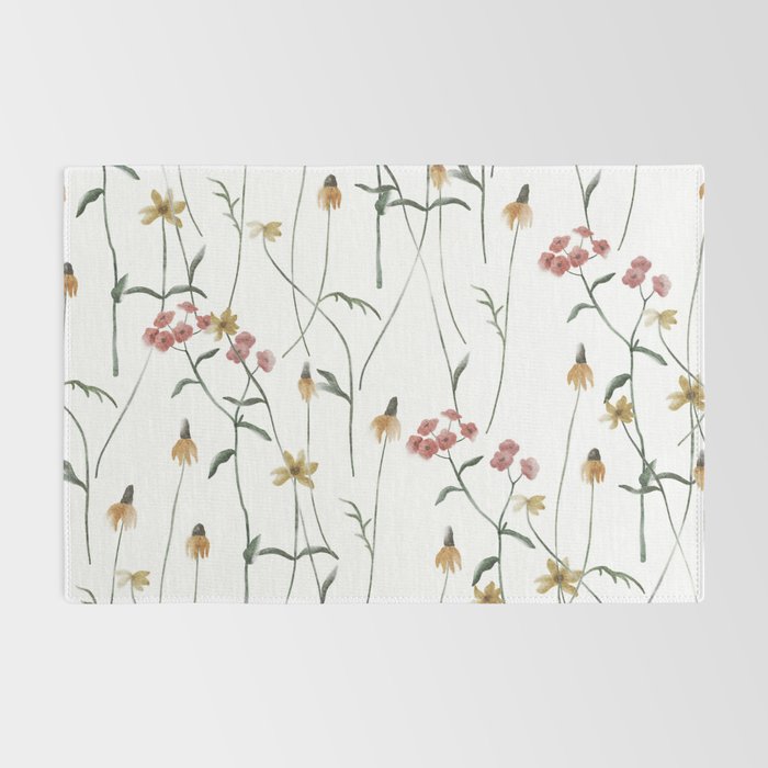 Delicate Wildflowers Floral Watercolor Rug Gallery Image 2