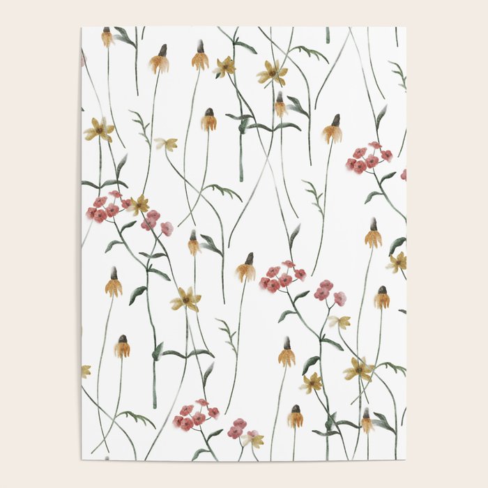 Delicate Wildflowers Floral Watercolor Poster Gallery Image 4