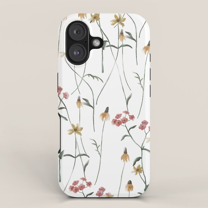 Delicate Wildflowers Floral Watercolor iPhone Case Gallery Image 1