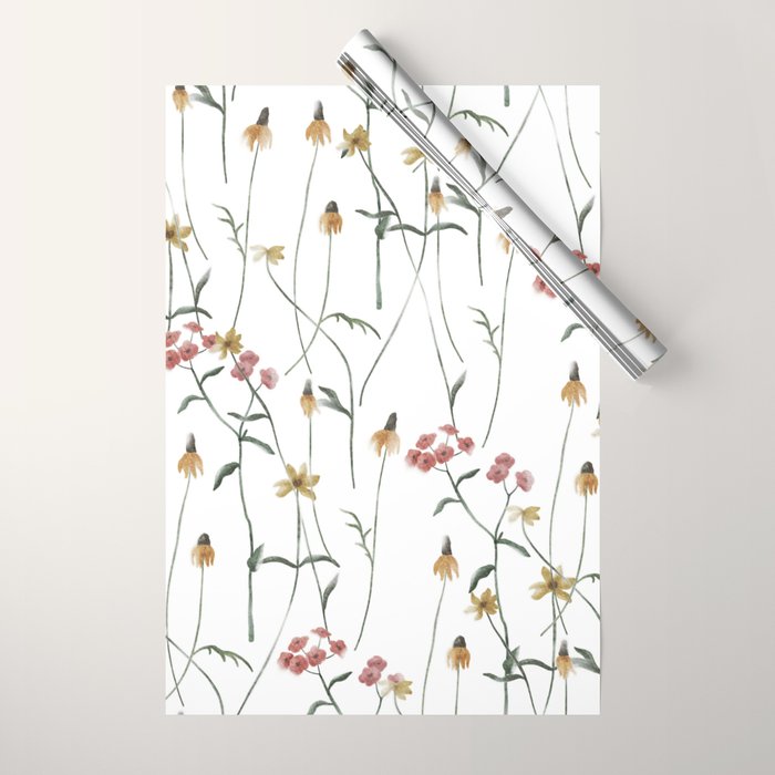Delicate Wildflowers Floral Watercolor Wrapping Paper Gallery Image 1