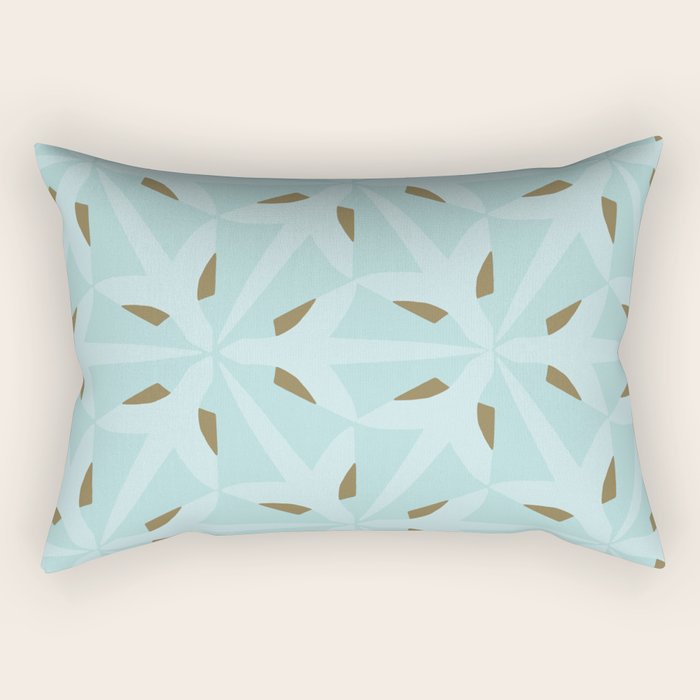 Sky Blue Moroccan Geometric Birds in Flight Rectangular Pillow Gallery Image 2
