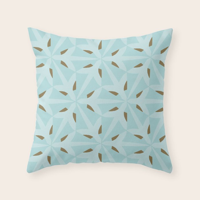 Sky Blue Moroccan Geometric Birds in Flight Throw Pillow Gallery Image 6
