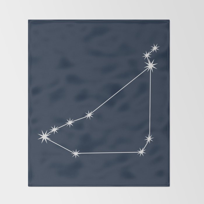 Capricorn Zodiac Star Constellation Line Art Dark Blue Throw Blanket Gallery Image 2