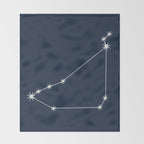Capricorn Zodiac Star Constellation Line Art Dark Blue Throw Blanket Gallery Image 2