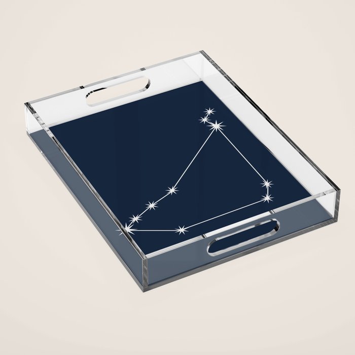 Capricorn Zodiac Star Constellation Line Art Dark Blue Acrylic Tray Gallery Image 1